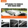Universal Roof Rack Cross Bars, Aluminum Roof Rack Crossbars, Fit Roof without Side Rail, 70.3 kg Load Capacity, Adjustable Bare