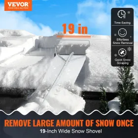Snow Roof Rake, 30ft Reach Aluminium Roof Shovel with Slide Cloth, Premium 19" Blade Snow Removal Tool, Safe on Roof with Roll