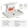 Wall-Mounted Baby Changing Station, Horizontal Foldable Diaper Change Table with Safety Straps and Hanging Rods, Use in Commerci