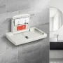 Wall-Mounted Baby Changing Station, Horizontal Foldable Diaper Change Table with Safety Straps and Hanging Rods, Use in Commerci