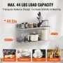 21.8 x 76.2 cm Stainless Steel Shelf, Wall Mounted Floating Shelving with Backsplash, 20 kg Load Capacity Commercial Shelves, He