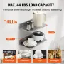 21.8 x 40.6 cm Stainless Steel Shelf, Wall Mounted Floating Shelving with Backsplash, 20 kg Load Capacity Commercial Shelves, He
