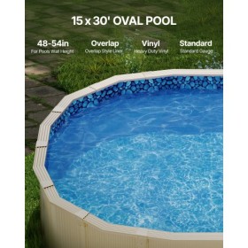 Oval Pool Liner 15x30ft Overlap Style Pool Liner 54in Wall Height