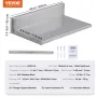 21.8 x 40.6 cm Stainless Steel Shelf, Wall Mounted Floating Shelving with Backsplash, 20 kg Load Capacity Commercial Shelves, He