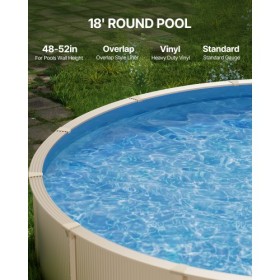 Round Pool Liner 18ft Overlap Pool Liner 52in Wall Height Solid Color