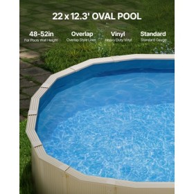 Oval Pool Liner 22 x 12.3ft Overlap Style Pool Liner 52in Wall Height