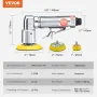 Mini Air Sander, 2.5/5.1/7.6 cm Random Orbital Air Sander, 15000r/min High Speed Mini Pneumatic Sander Polisher for Auto Body Wo