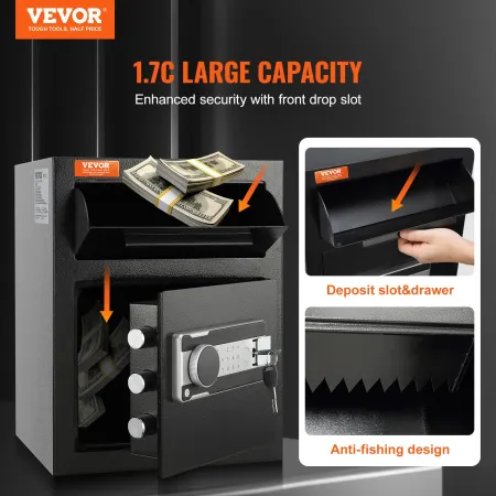 1,7 C Depository Safe Deposit Safe med drop slot adgangskoder