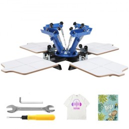 4 Color 4 Station Silk Screening Screenprint Press Screen Printing Machine