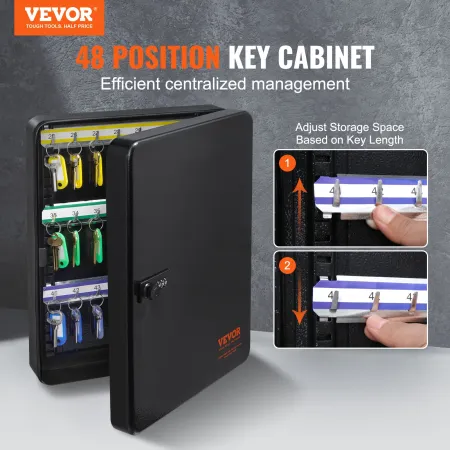 48-Key Cabinet Key Safe med kombinationslås og nøgler