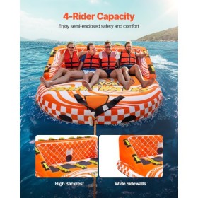 Towable Tube for Boating 1-4 Riders Inflatable Boat Tubes and Towables