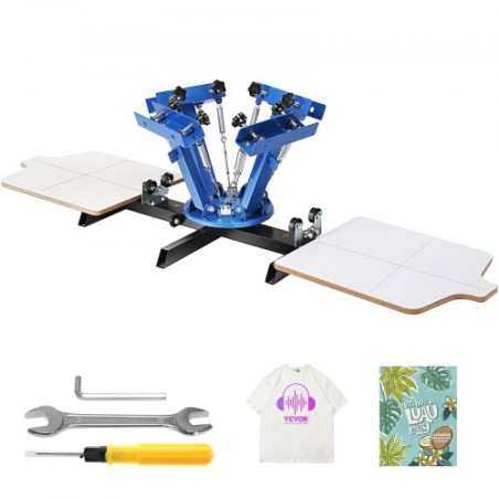 4 Color 2 Station Silk Screening Screenprint Press Screen Printing Machine