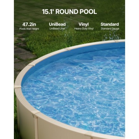 Rund poolliner 4,5 m Unibead poolliner 122 cm væghøjde ensfarvet