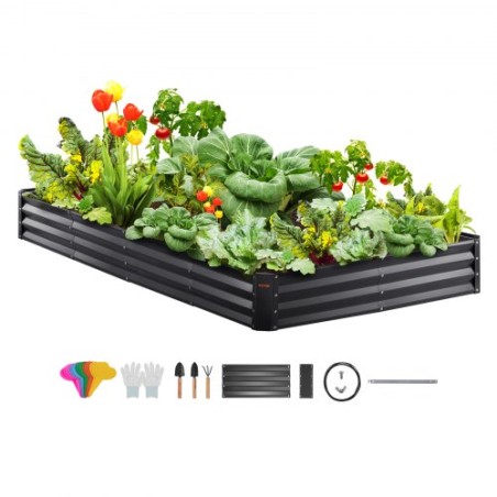 Galvanized Raised Garden Bed Planter Box 94.5x47.2x11" Flower Vegetable