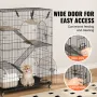 Catio, 4-Tier Large Cat Cages Indoor, Detachable Metal Playpen Enclosure with 360° Rotating Casters, with 3 Ladders and a Hammoc