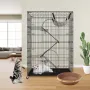 Catio, 4-Tier Large Cat Cages Indoor, Detachable Metal Playpen Enclosure with 360° Rotating Casters, with 3 Ladders and a Hammoc