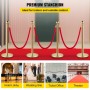 Set of 2 Gold Round Top Queue Control Barrier Posts Stands Security Stanchion Rope Divider Stainless Steel with 1.5M Red 3