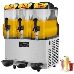 Commercial Slushy Machine, 3 x 12L / 3.2 Gal Triple Bowl, 72 Cups Output, 220V 1300W Stainless Steel Margarita Smoothie Frozen