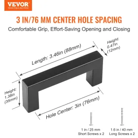 30 Pack Cabinet Pulls, 3in / 76mm Center to Center Slim Square Kitchen Cabinet Drawer, Stainless Steel Modern Kitchen Cupboard