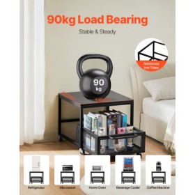 Mini Fridge Stand 198lbs with Storage Storage Cart & Swivel Wheels Black