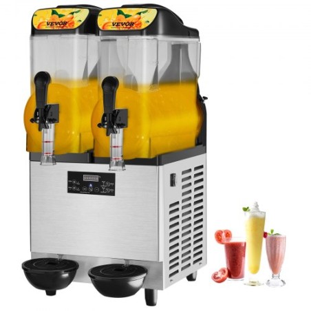 Commercial Slushy Machine, 2 x 12L / 3.2 Gal Double Bowl, 48 Cups Output, 220V 950W Stainless Steel Margarita Smoothie Frozen
