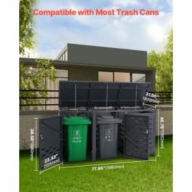 Trash Can Storage Garbage Can Storage Shed 3 x 52.79 Gal with Chain Lid