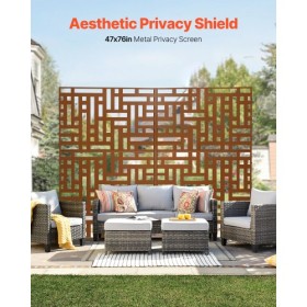 Metal Privacy Screen 47" x 76" Outdoor Privacy Screens & Panels Brown