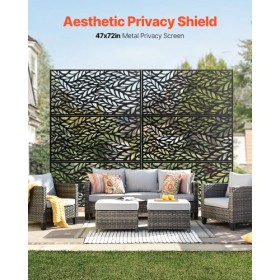 Metal Privacy Screen 47" x 72" Outdoor Privacy Screens & Panels Black