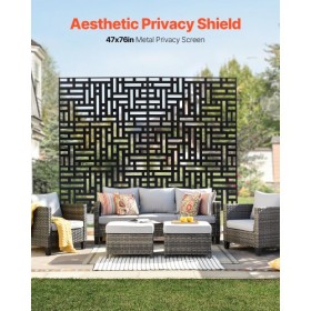 Metal Privacy Screen 47" x 76" Outdoor Privacy Screens & Panels Black