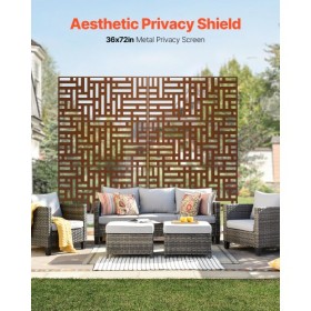 Metal Privacy Screen 36" x 72" Outdoor Privacy Screens & Panels Brown