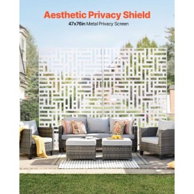Metal Privacy Screen 47" x 76" Outdoor Privacy Screens & Panels White