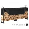 8.5FT Outdoor Firewood Rack with Cover, 102x14.2x46.1 in, Heavy Duty Firewood Holder & 600D Oxford Waterproof Cover for