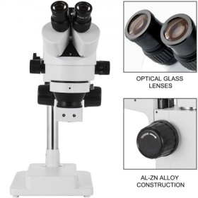 3.5X-90X Simul-Focal Stereo Microscope 360Â°Swiveling Trinocular Stereo Microscope with Dual Arm Boom