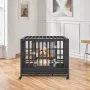 38 Inch Heavy Duty Dog Crate, Indestructible Dog Crate, 3-Door Heavy Duty Dog Kennel for Medium to Large Dogs with Lockable Whee