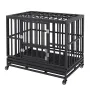 38 Inch Heavy Duty Dog Crate, Indestructible Dog Crate, 3-Door Heavy Duty Dog Kennel for Medium to Large Dogs with Lockable Whee