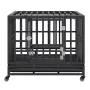 38 Inch Heavy Duty Dog Crate, Indestructible Dog Crate, 3-Door Heavy Duty Dog Kennel for Medium to Large Dogs with Lockable Whee