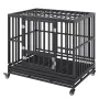 42 Inch Heavy Duty Dog Crate, Indestructible Dog Crate, 3-Door Heavy Duty Dog Kennel for Medium to Large Dogs with Lockable Whee