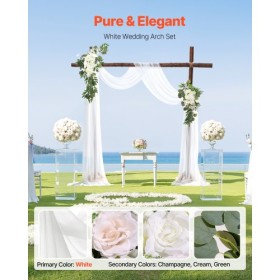 Artificial Wedding Arch Flowers Kit White With 2 Pcs Flowers 1 Pcs Drapes
