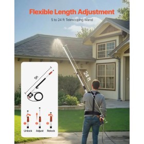 Pressure Washer Telescoping Wand 21 ft Brush Head Telescopic Spray Wand
