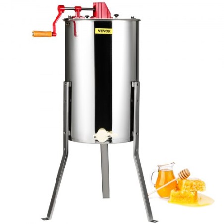 Manual Honey Extractor, 3 Frames Honey Spinner Extractor, Stainless Steel Beekeeping Extraction, Honeycomb Drum Spinner with