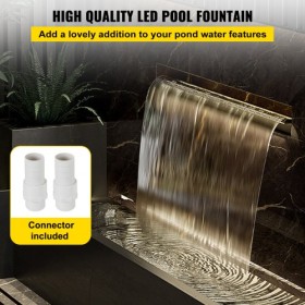 Waterfall Pool Fountain Rectangular & Led Strip Light 23.6" X 4.5" X 3.1"