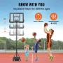 Basketball Hoop, 4-10 ft Adjustable Height Portable Backboard System, 44 inch Basketball Hoop & Goal, Kids & Adults Basketball S