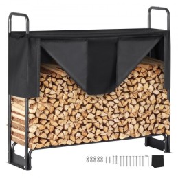 4.3FT Outdoor Firewood Rack with Cover, 52x14.2x46.1 in, Heavy Duty Firewood Holder & 600D Oxford Waterproof Cover for