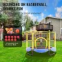 5FT Trampoline for Kids, 60" Indoor Outdoor Trampoline with Safety Enclosure Net, Basketball Hoop and Ocean Balls, Mini Toddler 