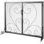 Fireplace Screen 2 Panel with Door, Sturdy Iron Mesh Fireplace Screen, 990(L) x802(H)MM Spark Guard Cover, Simple Installation, 