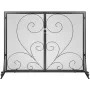 Fireplace Screen 2 Panel with Door, Sturdy Iron Mesh Fireplace Screen, 990(L) x802(H)MM Spark Guard Cover, Simple Installation, 