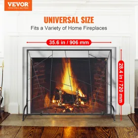 Fireplace Screen Single Panel, Sturdy Iron Mesh Fireplace Screen, 906(L) x720(H)MM Spark Guard Cover, Simple Installation, Free