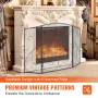 Fireplace Screen 3 Panel, Sturdy Iron Mesh Fireplace Screen, 122(L)x76.7(H)CM Spark Guard Cover, No Assembly Required, Free Stan