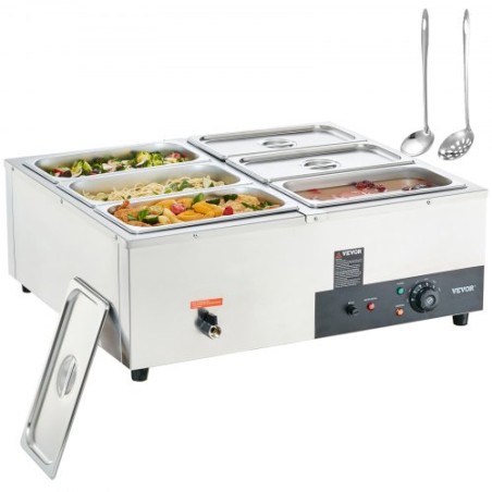 Commercial Electric Food Warmer Countertop Buffet 6*8 Qt Pan Bain Marie