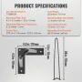 711.2MM Hairpin Furniture Legs, Metal Home DIY Projects for Nightstand, Coffee Table, Desk, 226.8KG Load Capacity with Rubber Fl
